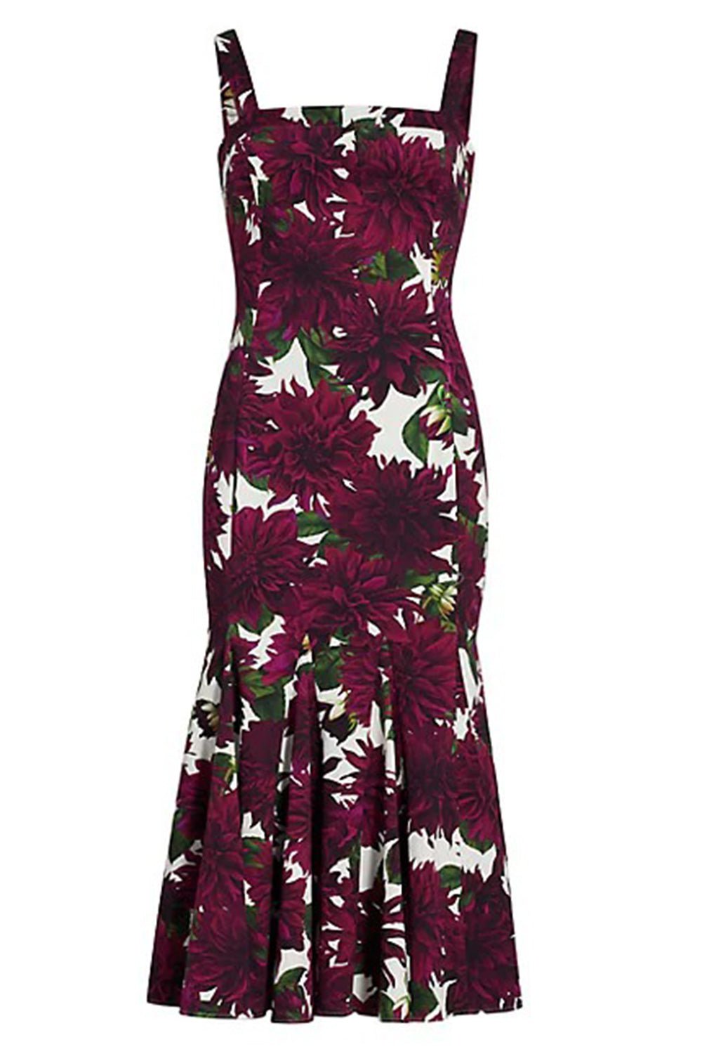 OSCAR DE LA RENTA-Dahlia Twill Tank Dress-BURGUNDY/WHITE