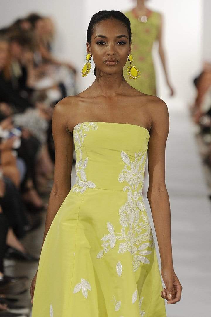 OSCAR DE LA RENTA-Strapless Embroidered Cocktail Dress-