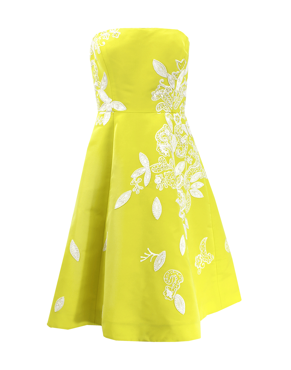OSCAR DE LA RENTA-Strapless Embroidered Cocktail Dress-