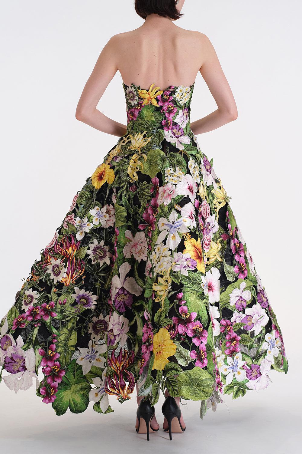 Strapless Multi Floral Ball Gown-FLORAL-6-CLOTHINGDRESSCOCKTAIL-OSCAR DE LA RENTA