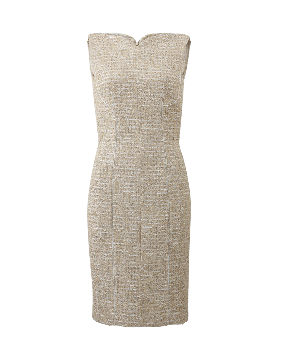 OSCAR DE LA RENTA-Metallic Boucle Tweed Dress-