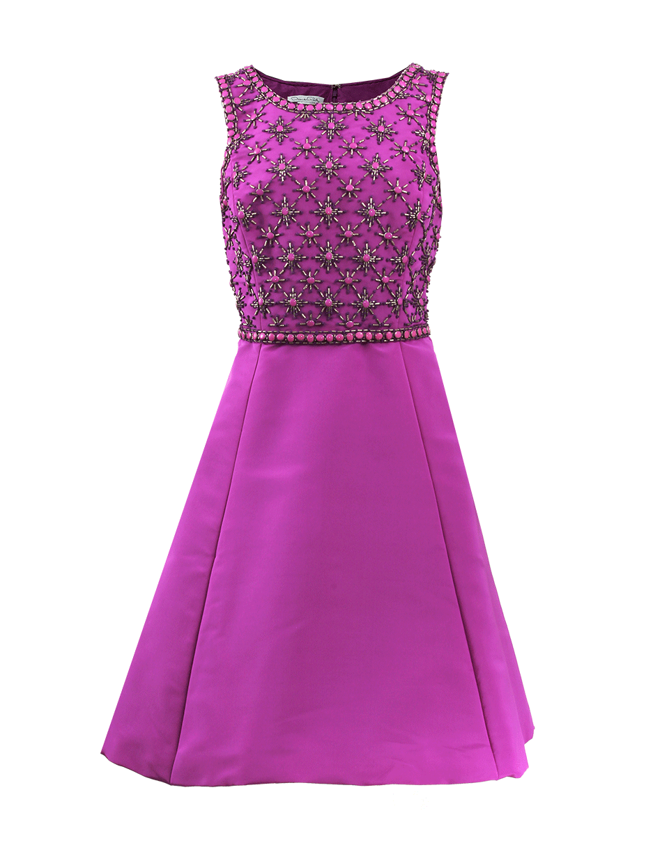 OSCAR DE LA RENTA-Jewel Neck Dress With Embroidered Bodice-