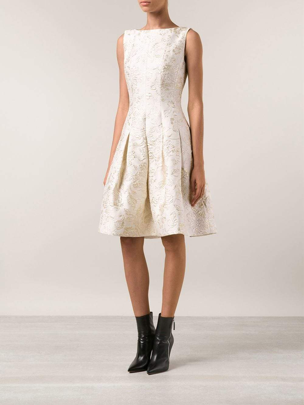 OSCAR DE LA RENTA-Bateau Neck Dress With Full Skirt-