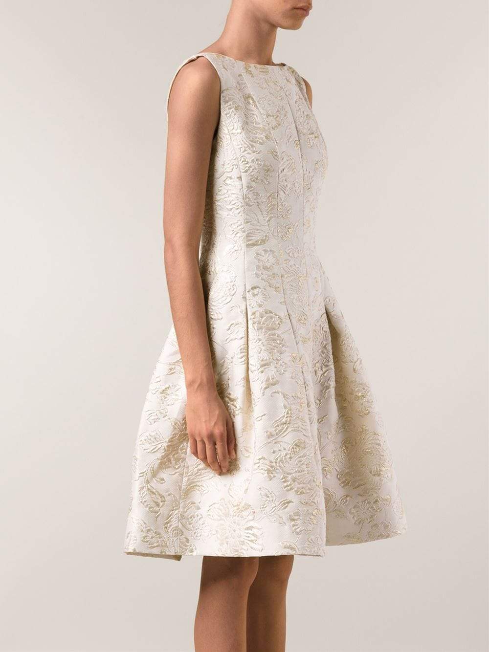 OSCAR DE LA RENTA-Bateau Neck Dress With Full Skirt-