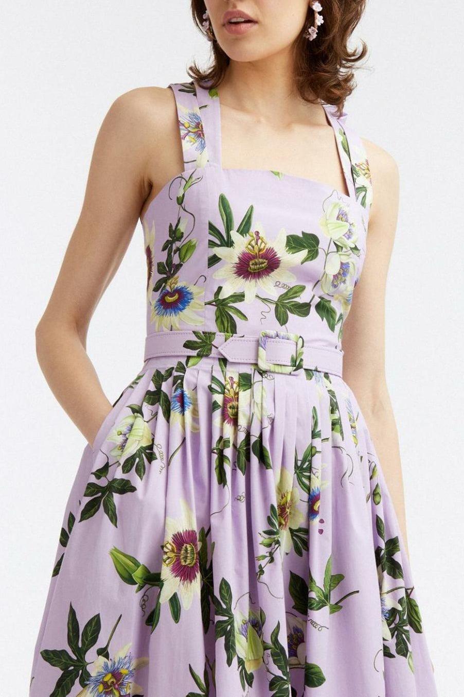 Pleated Floral Midi Dress | OSCAR DE LA RENTA – Marissa Collections