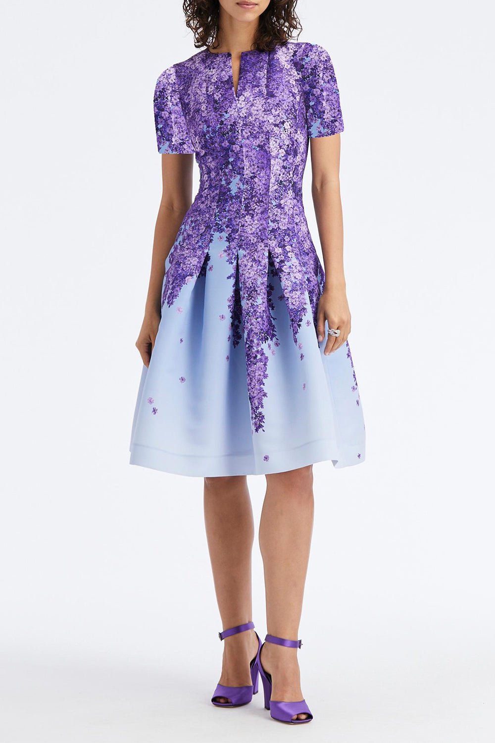 OSCAR DE LA RENTA-Short Sleeve Degrade Faille Dress-