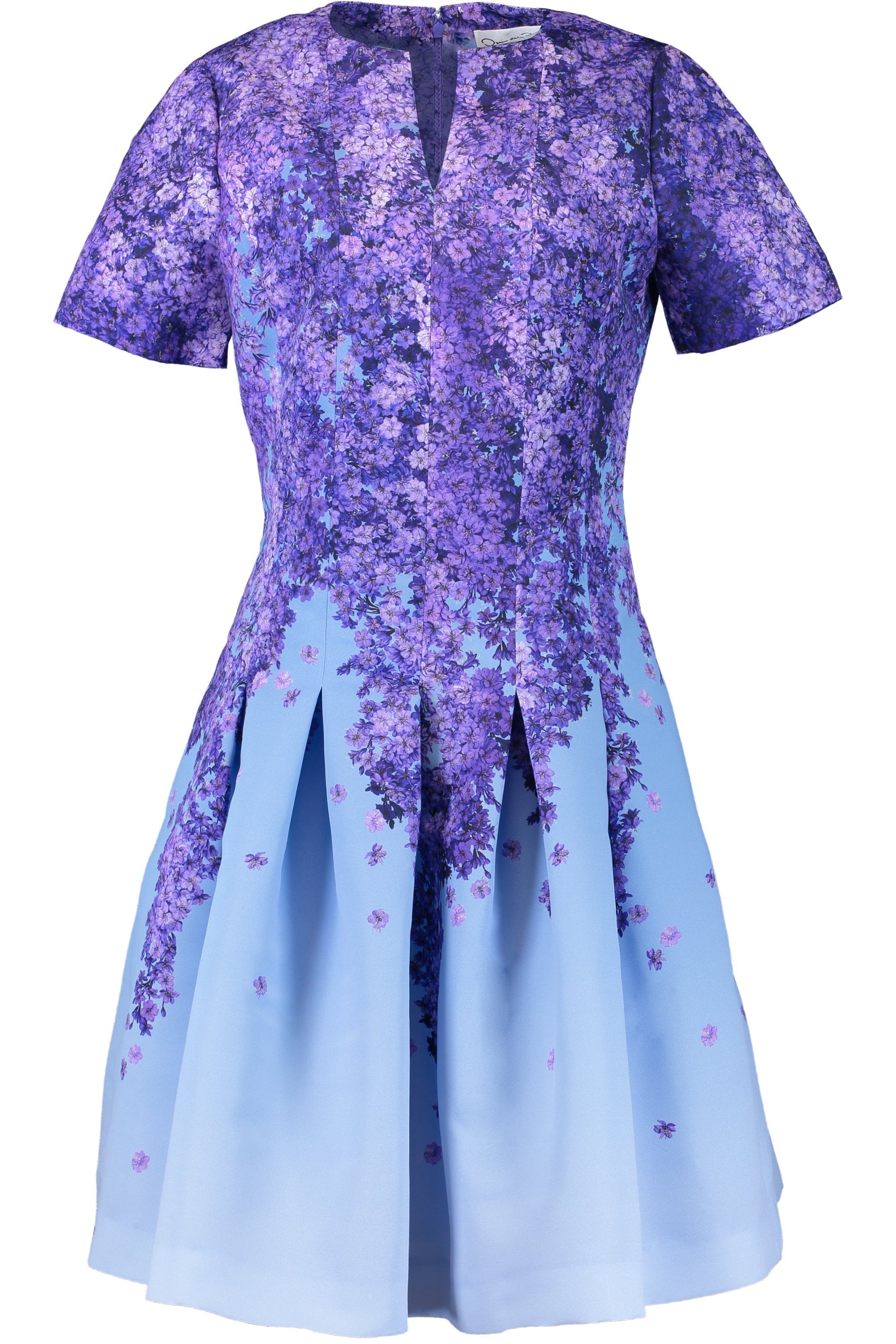 OSCAR DE LA RENTA-Short Sleeve Degrade Faille Dress-