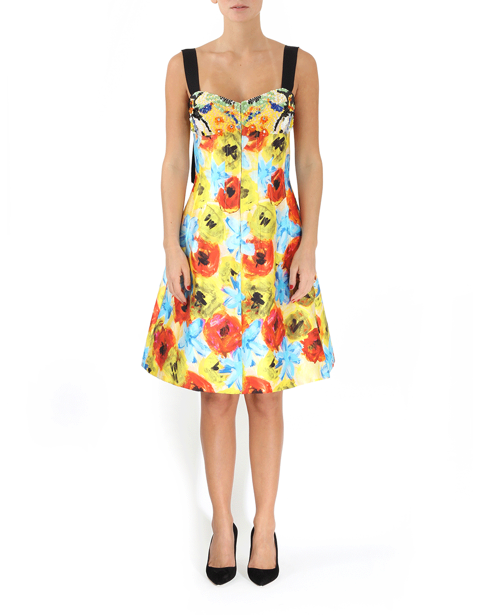 OSCAR DE LA RENTA-Sweetheart Zip Front Dress-MARIGOLD