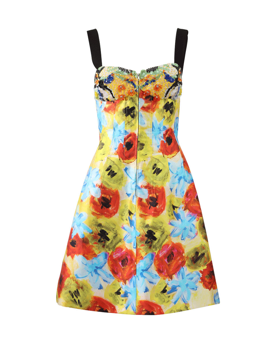 OSCAR DE LA RENTA-Sweetheart Zip Front Dress-MARIGOLD