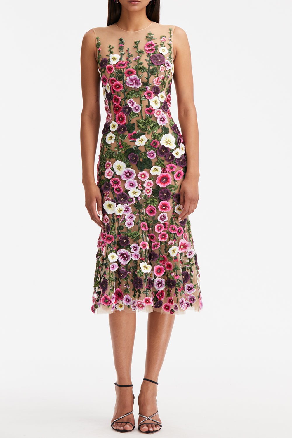 OSCAR DE LA RENTA-Hollyhock Threadwork Dress-MULTI