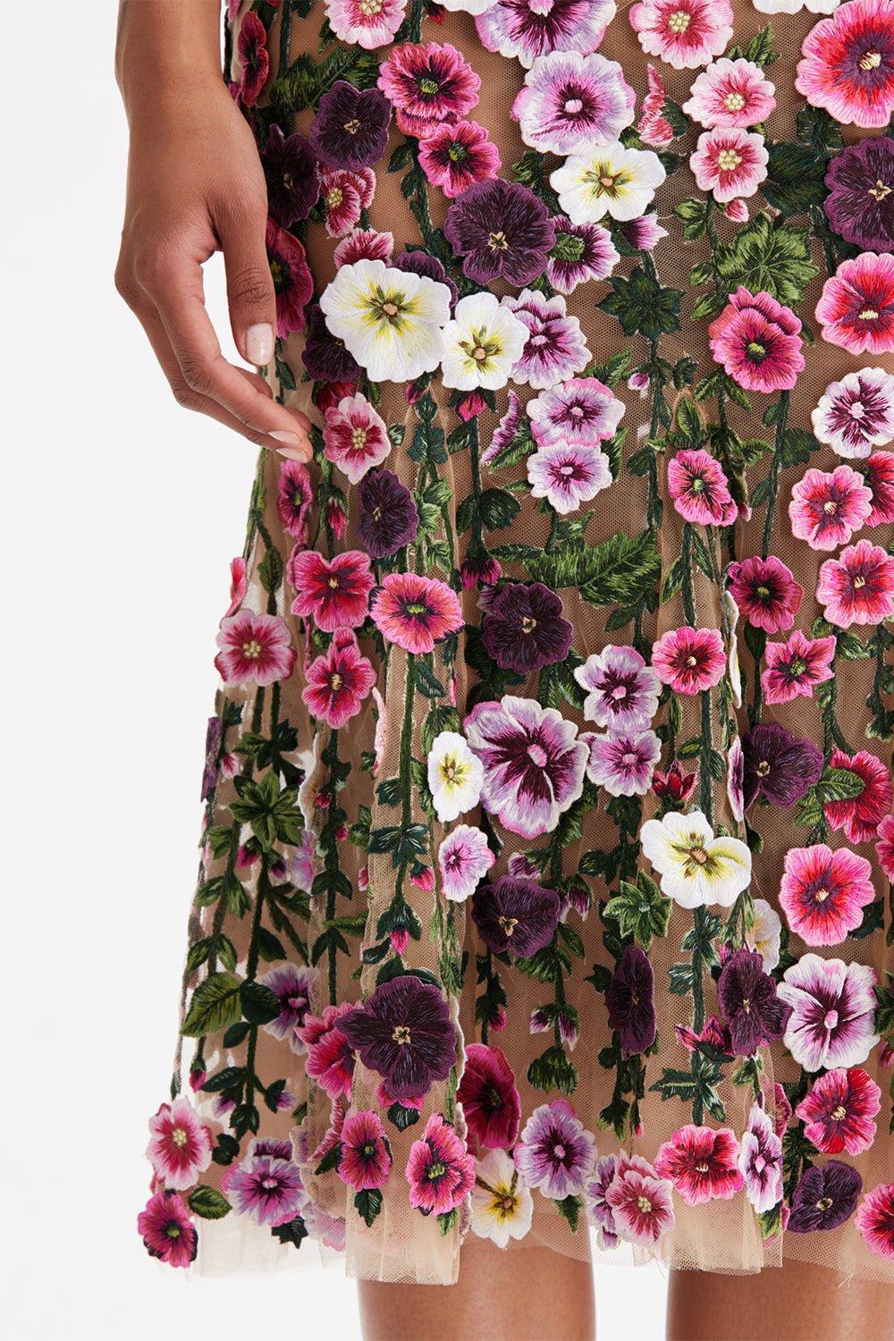 OSCAR DE LA RENTA-Hollyhock Threadwork Dress-MULTI