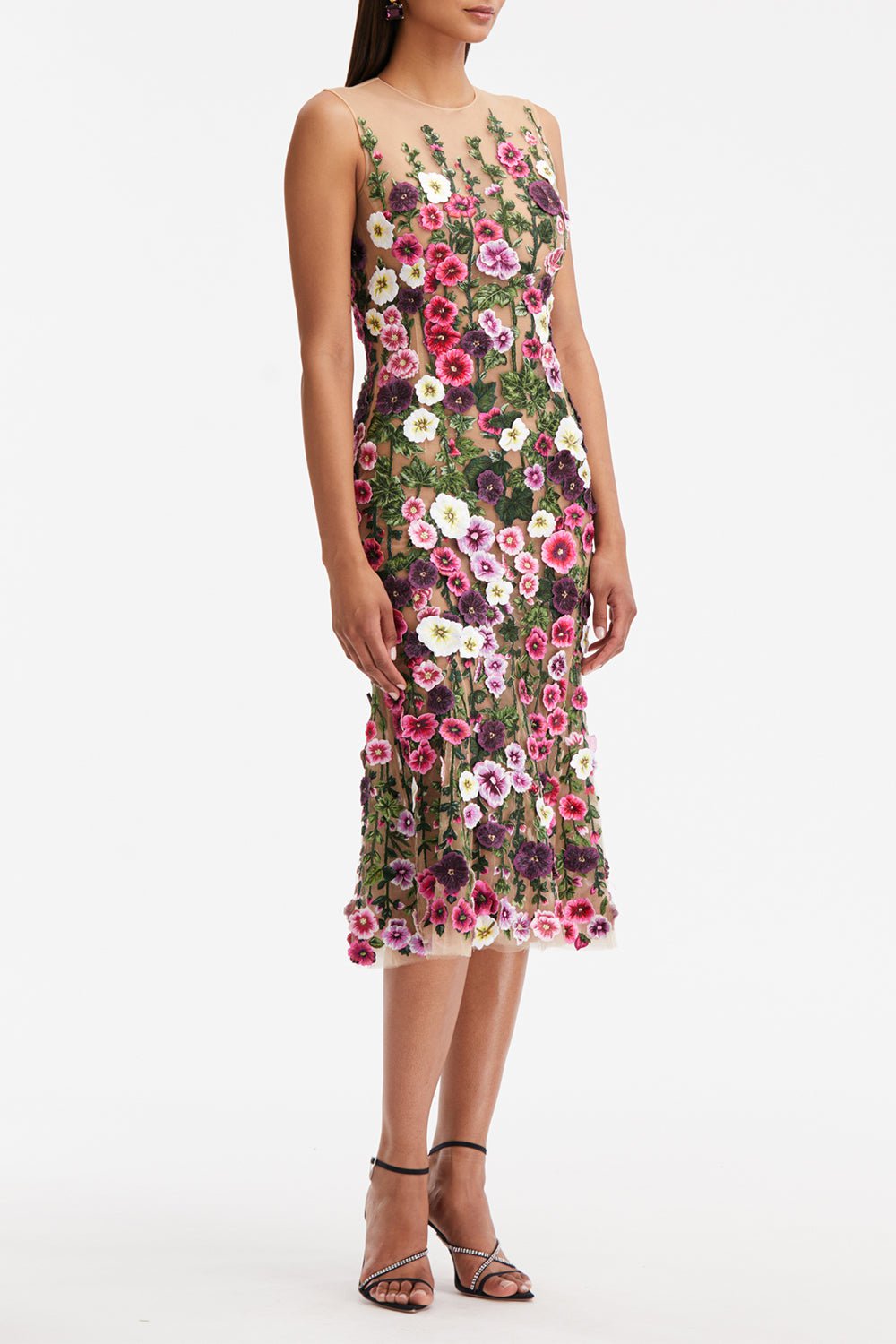 OSCAR DE LA RENTA-Hollyhock Threadwork Dress-MULTI