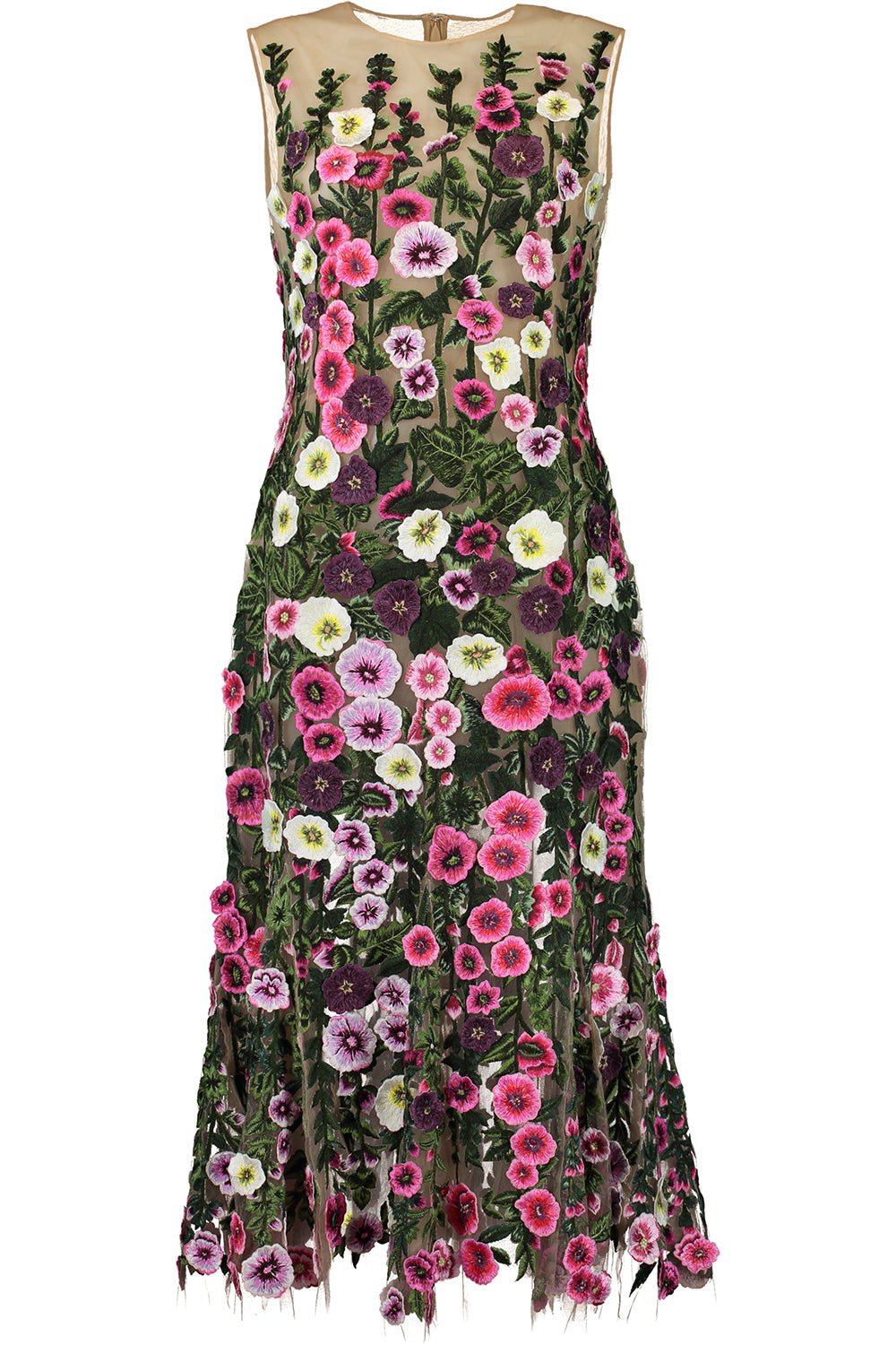 OSCAR DE LA RENTA-Hollyhock Threadwork Dress-MULTI