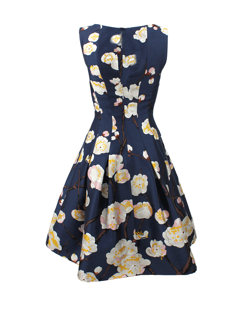 OSCAR DE LA RENTA-Bateau Neck Full Bottom Skirt-NAVY