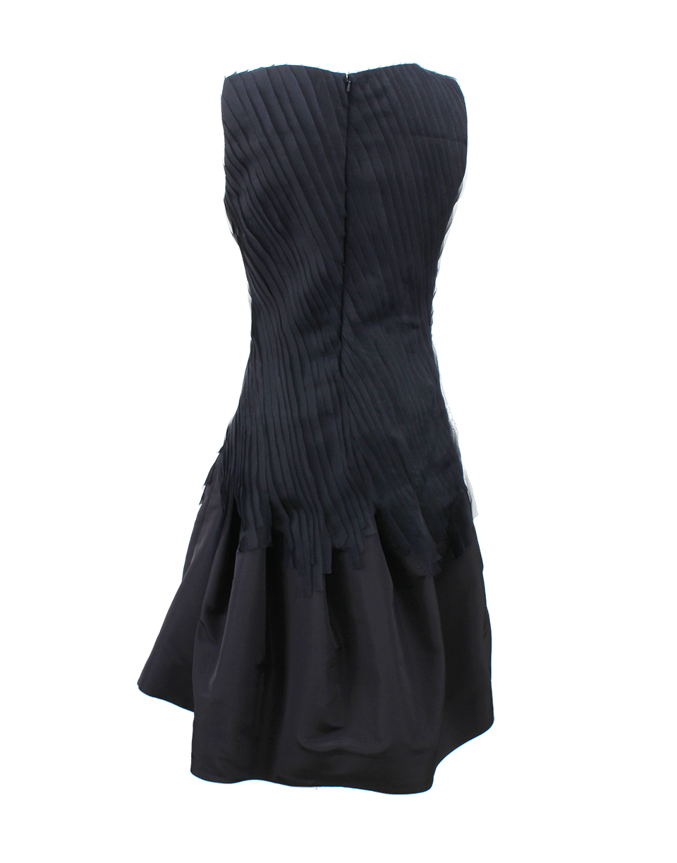 OSCAR DE LA RENTA-Boatneck Asymmetric Full Skirt Dress-