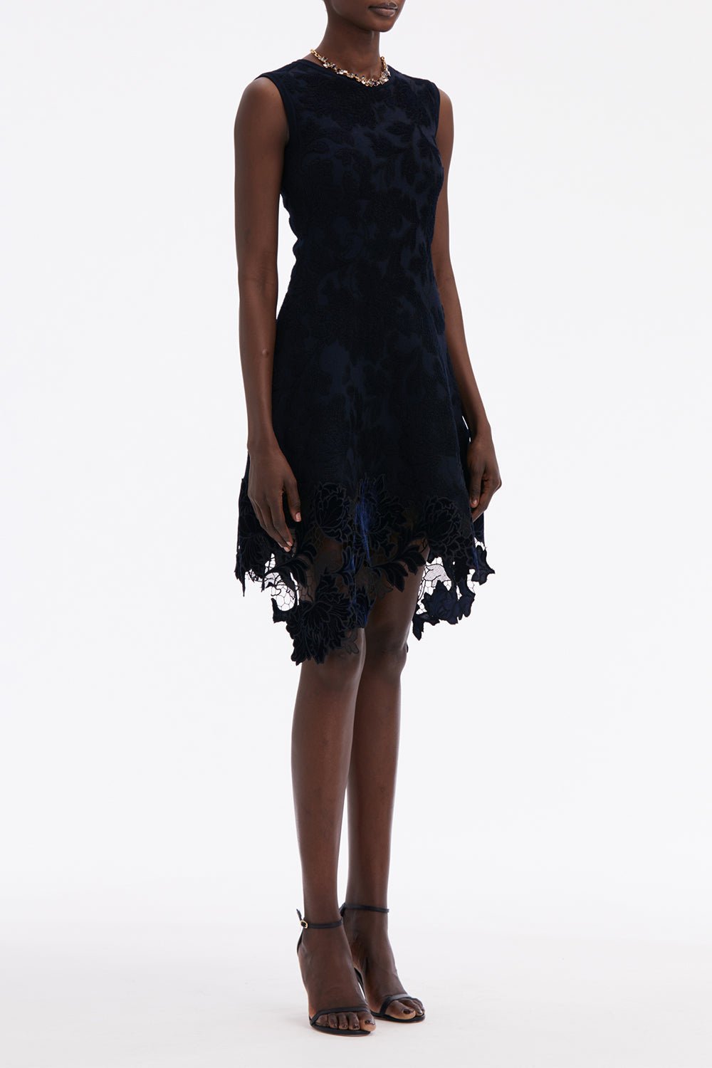 OSCAR DE LA RENTA-Sleeveless Fit And Flare Dress-NAVY
