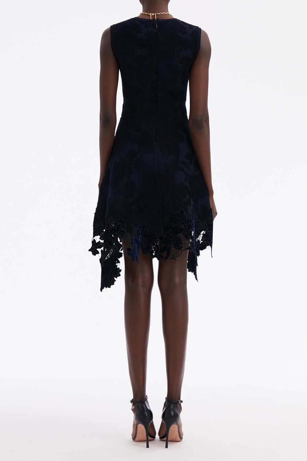 OSCAR DE LA RENTA-Sleeveless Fit And Flare Dress-NAVY