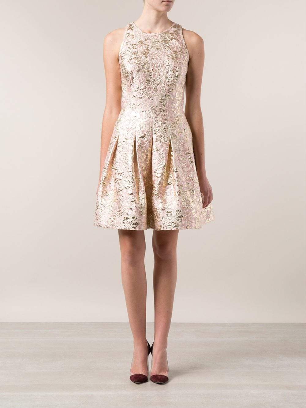 OSCAR DE LA RENTA-Floral Brocade Cocktail Dress-