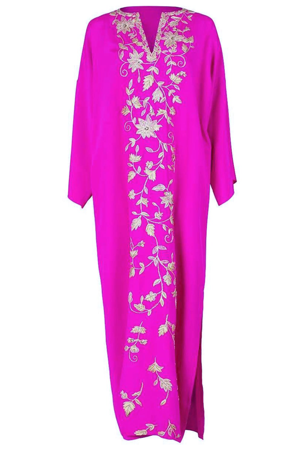 OSCAR DE LA RENTA-Embellished Silk Caftan Dress-PINK