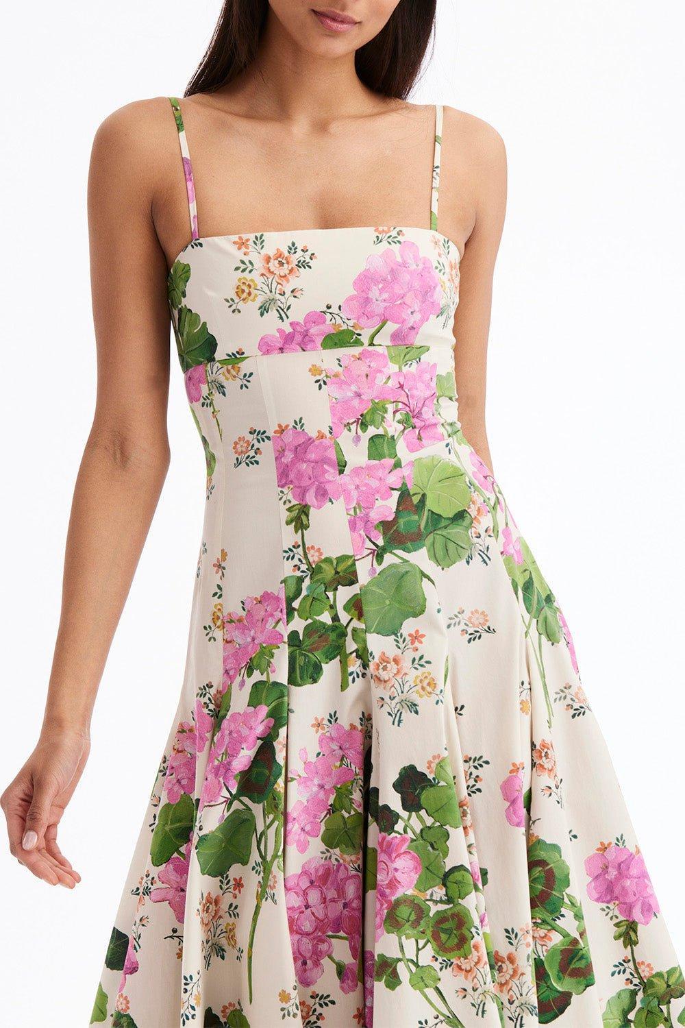 OSCAR DE LA RENTA-Sleeveless Wallpaper Midi Dress-PNKMULTI