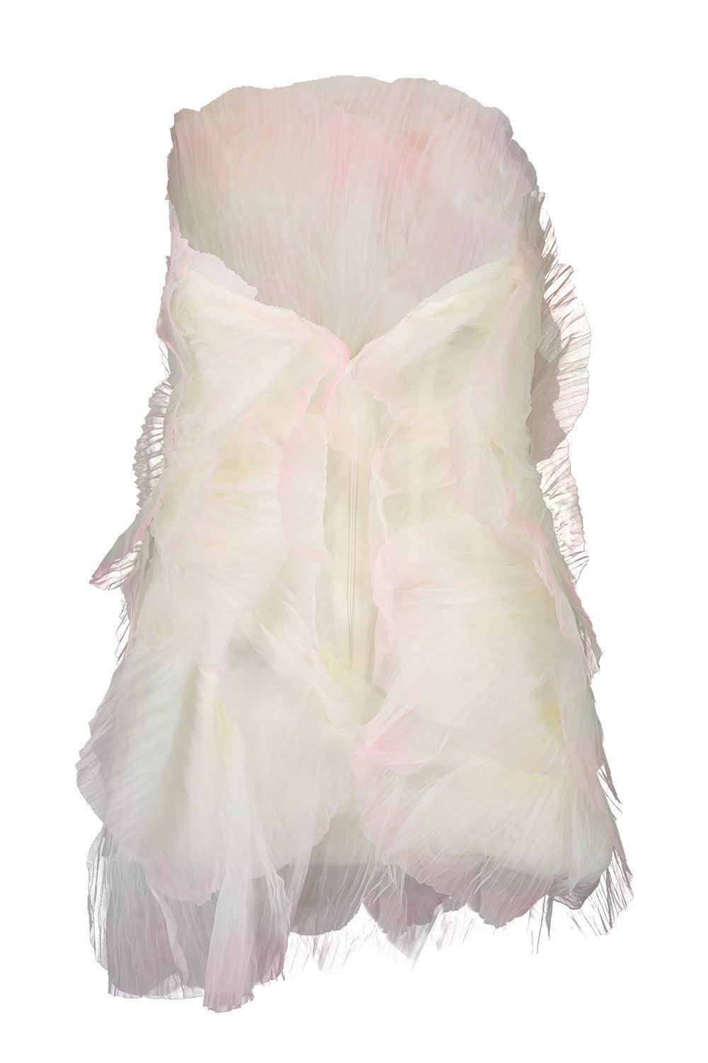 OSCAR DE LA RENTA-Sleeveless Pleated Petal Cocktail Dress-SOFTPINK