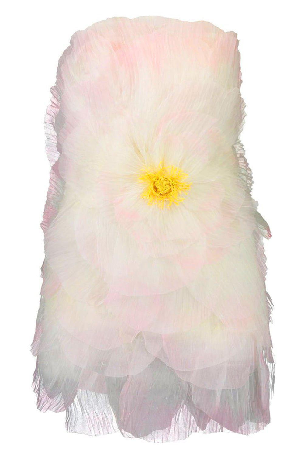 OSCAR DE LA RENTA-Sleeveless Pleated Petal Cocktail Dress-SOFTPINK