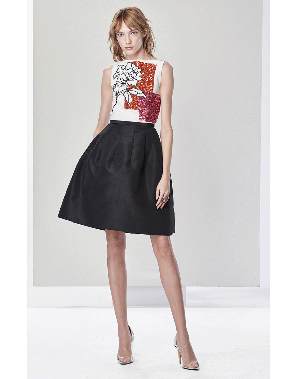 OSCAR DE LA RENTA-Faille Embellished Cocktail Dress-