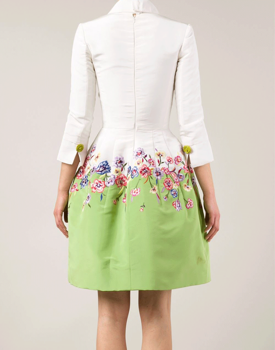 OSCAR DE LA RENTA-Floral Embroidered Snap Dress-