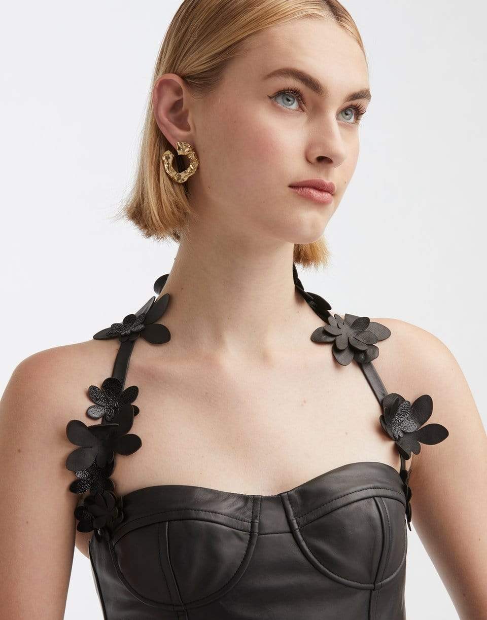 OSCAR DE LA RENTA-Floral Bustier Dress-BLACK