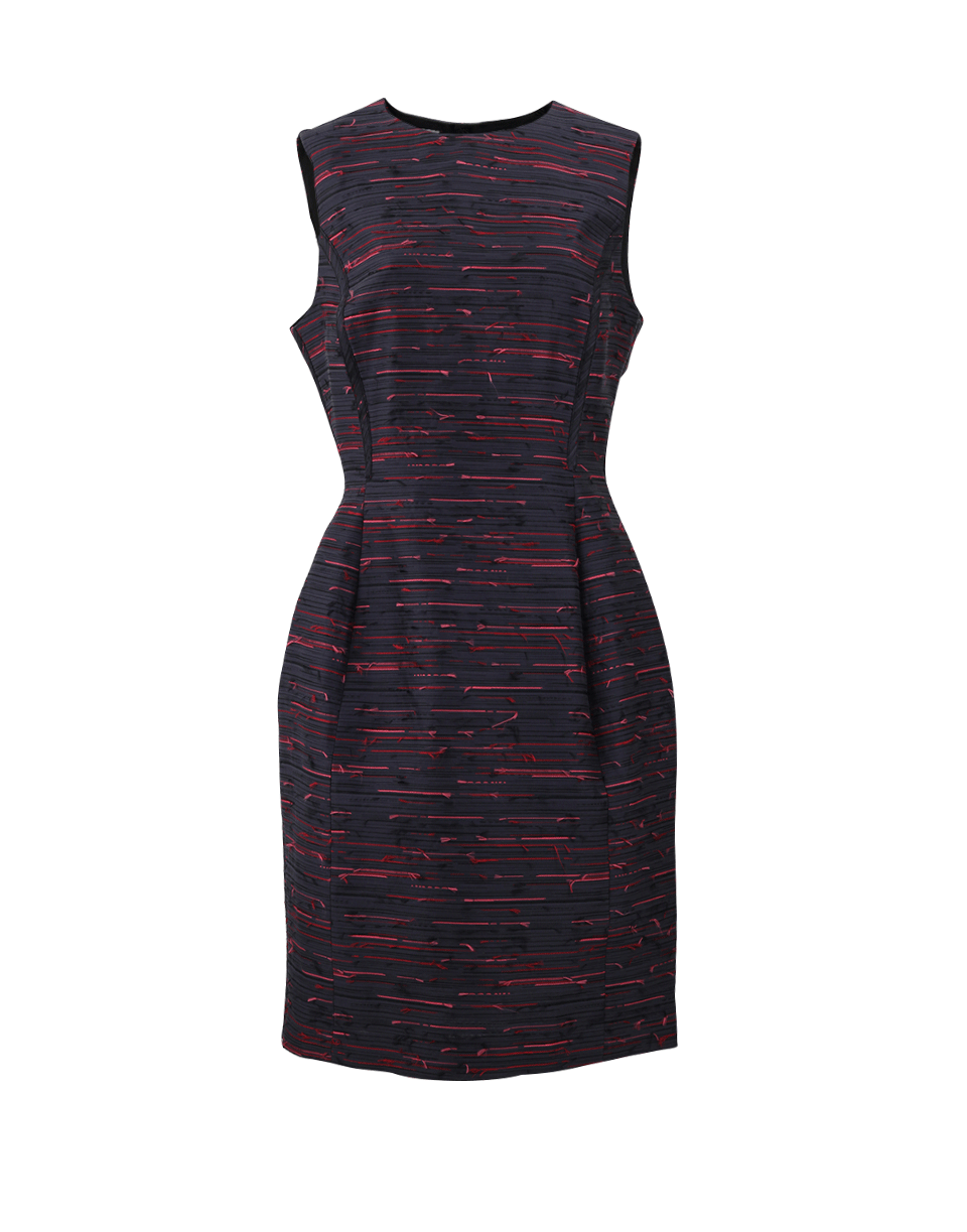 OSCAR DE LA RENTA-Broken Stripe Fil Coupe Dress-CARNATIO