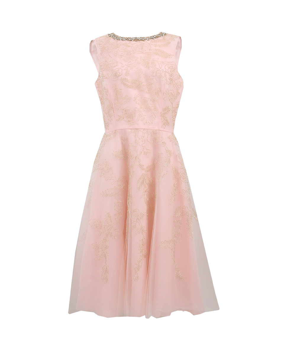 OSCAR DE LA RENTA-Tulle Cocktail Dress-CHAMPAGN