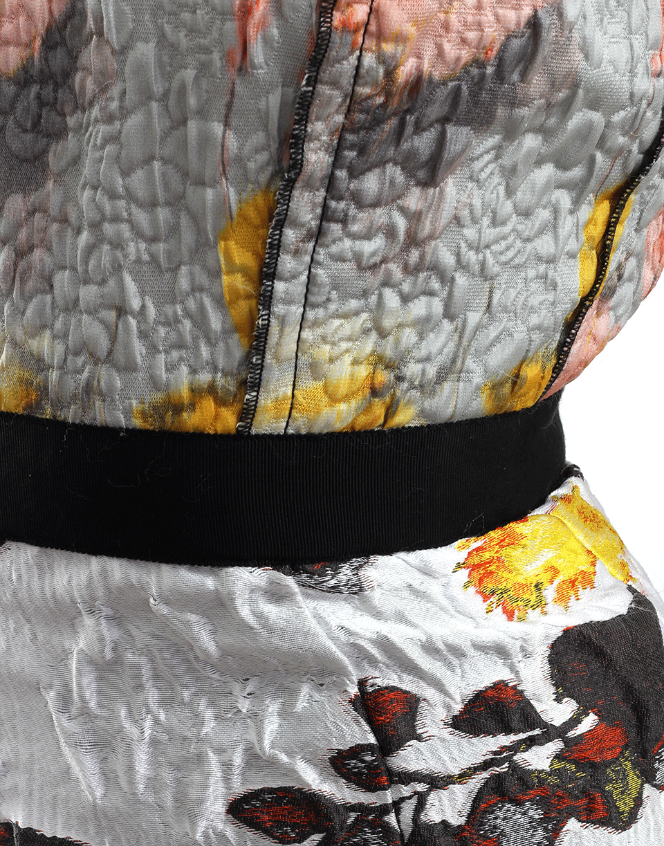 OSCAR DE LA RENTA-Strapless Jacquard Floral Dress-DOVE/WHT
