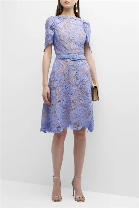 OSCAR DE LA RENTA-Corded Scroll Dress-