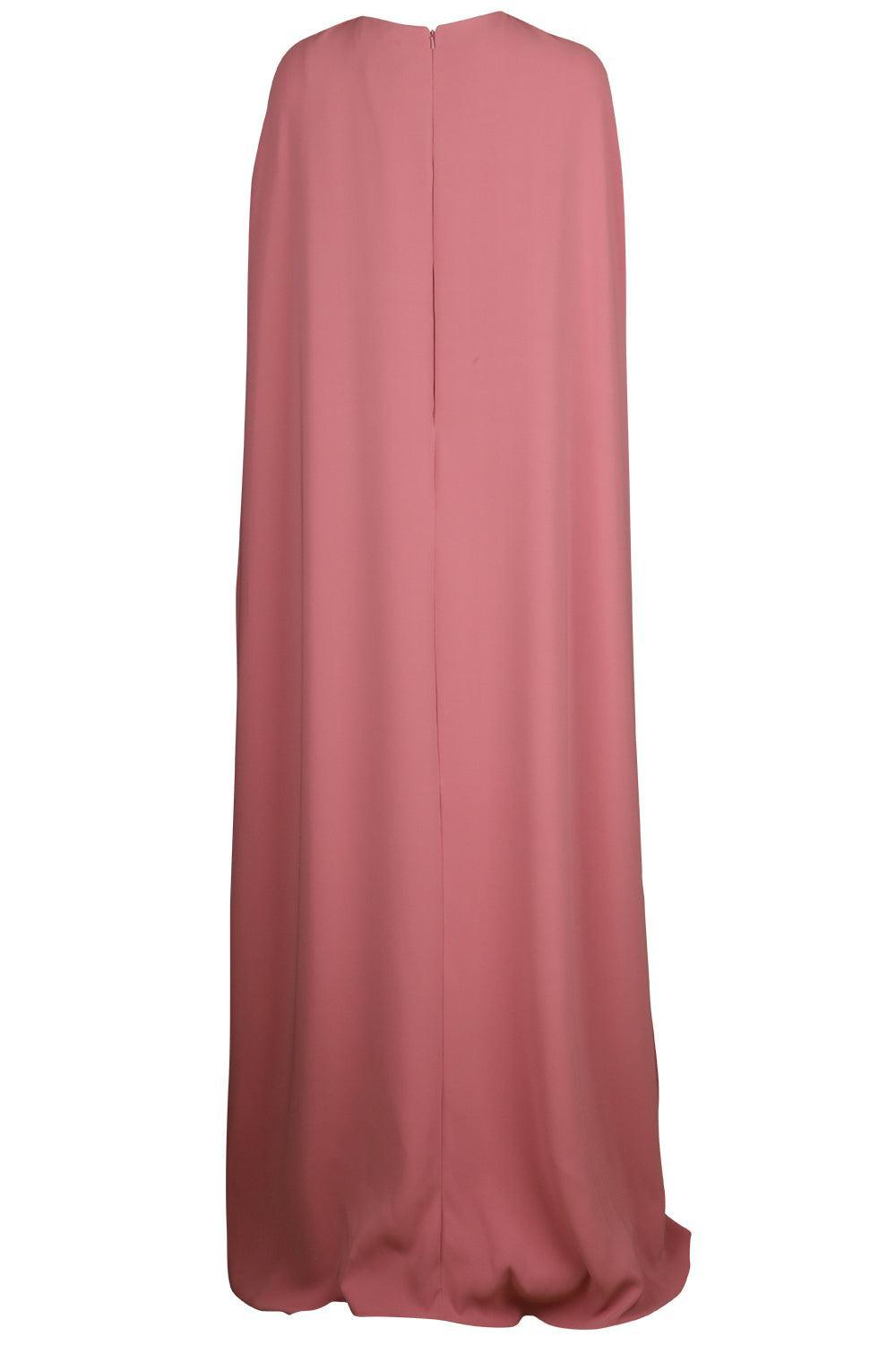 Draped Sleeve Brooch Caftan Gown-ANTIQUE ROSE-S-CLOTHINGDRESSGOWN-OSCAR DE LA RENTA