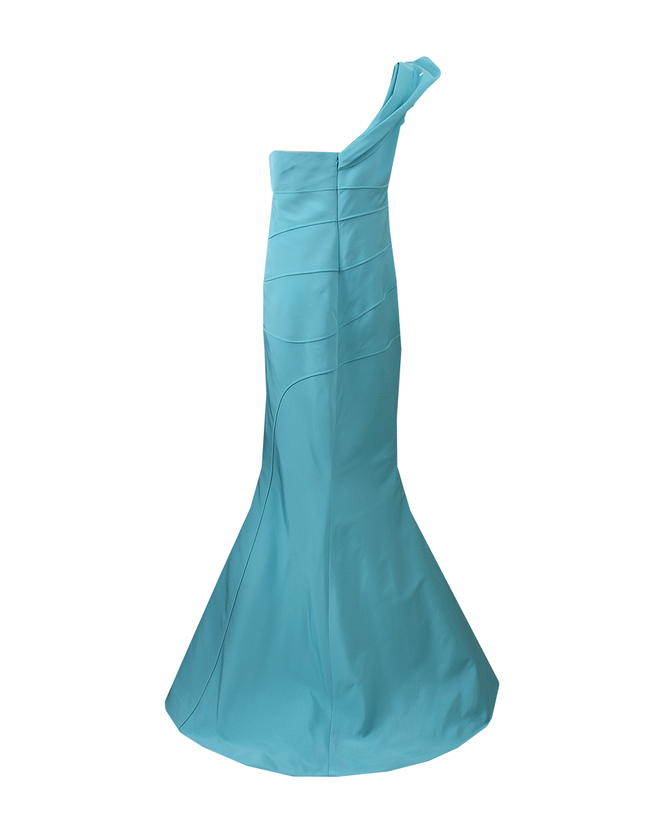 OSCAR DE LA RENTA-One Shoulder Gown-AQUA