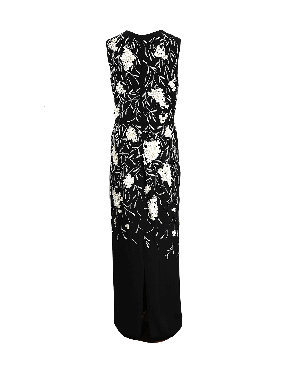 OSCAR DE LA RENTA-Embroidered Column Gown-BLK/WHT