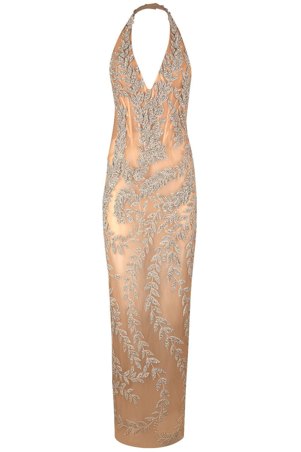Crystal Leaves Embroidered Column Gown | OSCAR DE LA RENTA  Marissa  Collections