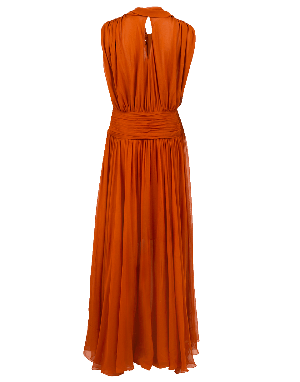 OSCAR DE LA RENTA-Draped Silk Chiffon Gown-CUMIN