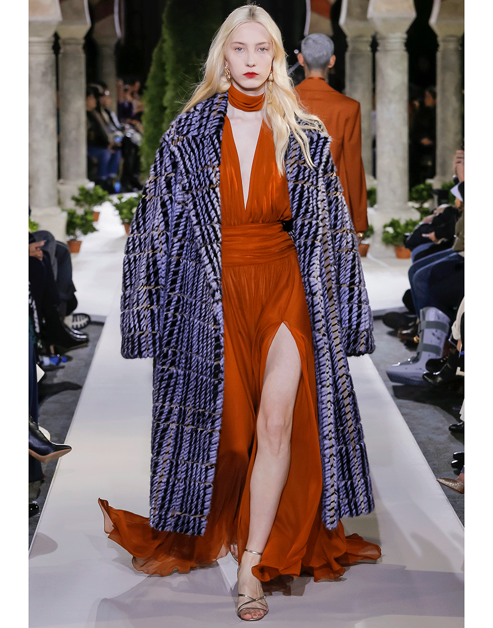 OSCAR DE LA RENTA-Draped Silk Chiffon Gown-CUMIN