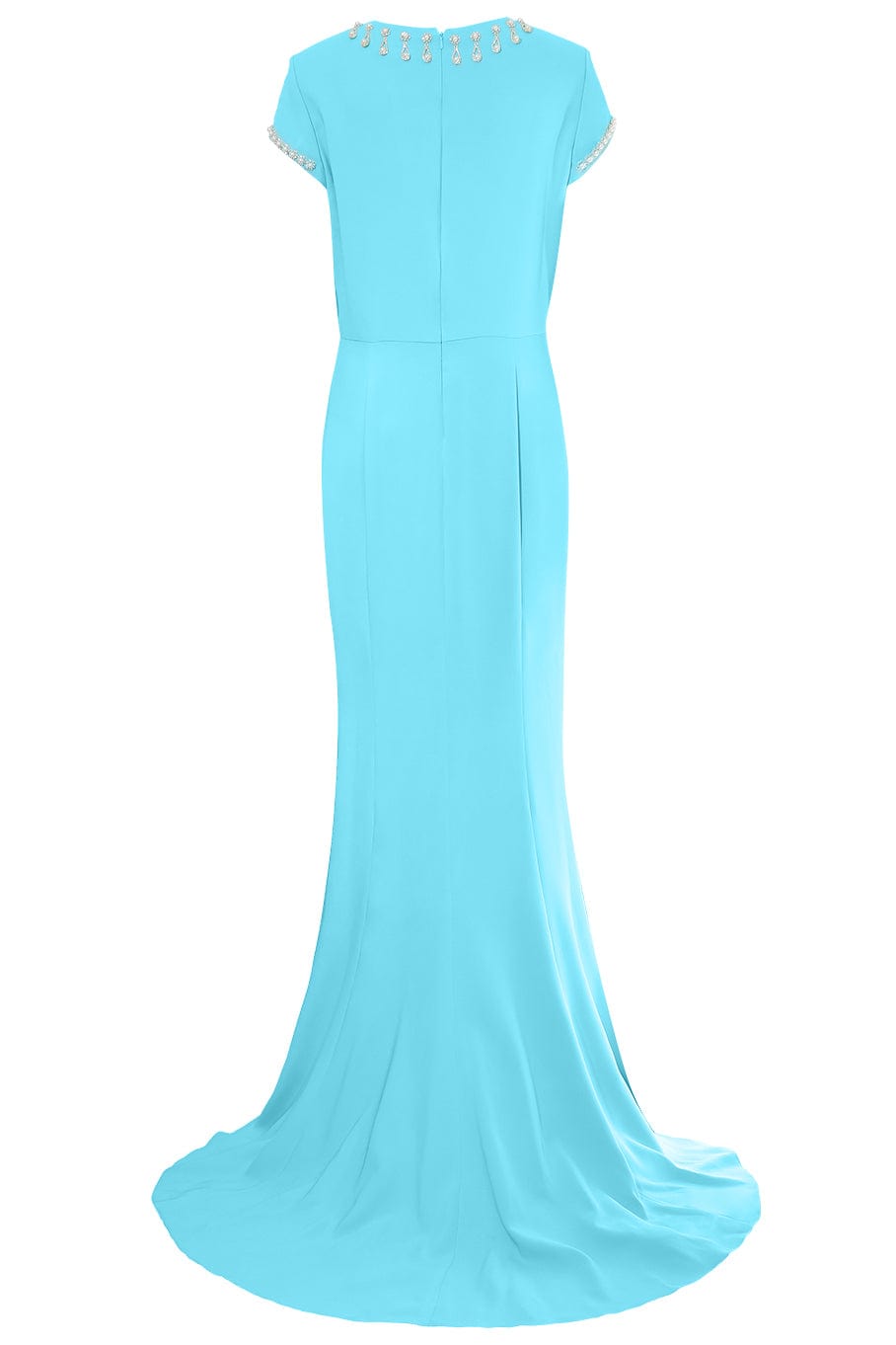 OSCAR DE LA RENTA-Cap Sleeve Pearl Drop Embroidered Gown-