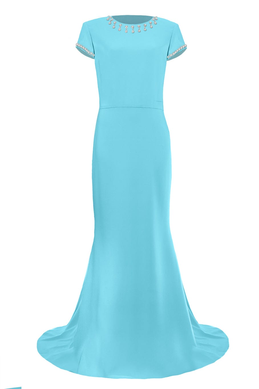 OSCAR DE LA RENTA-Cap Sleeve Pearl Drop Embroidered Gown-