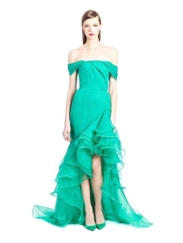 OSCAR DE LA RENTA-Cascade Ruffle Gown-JADE