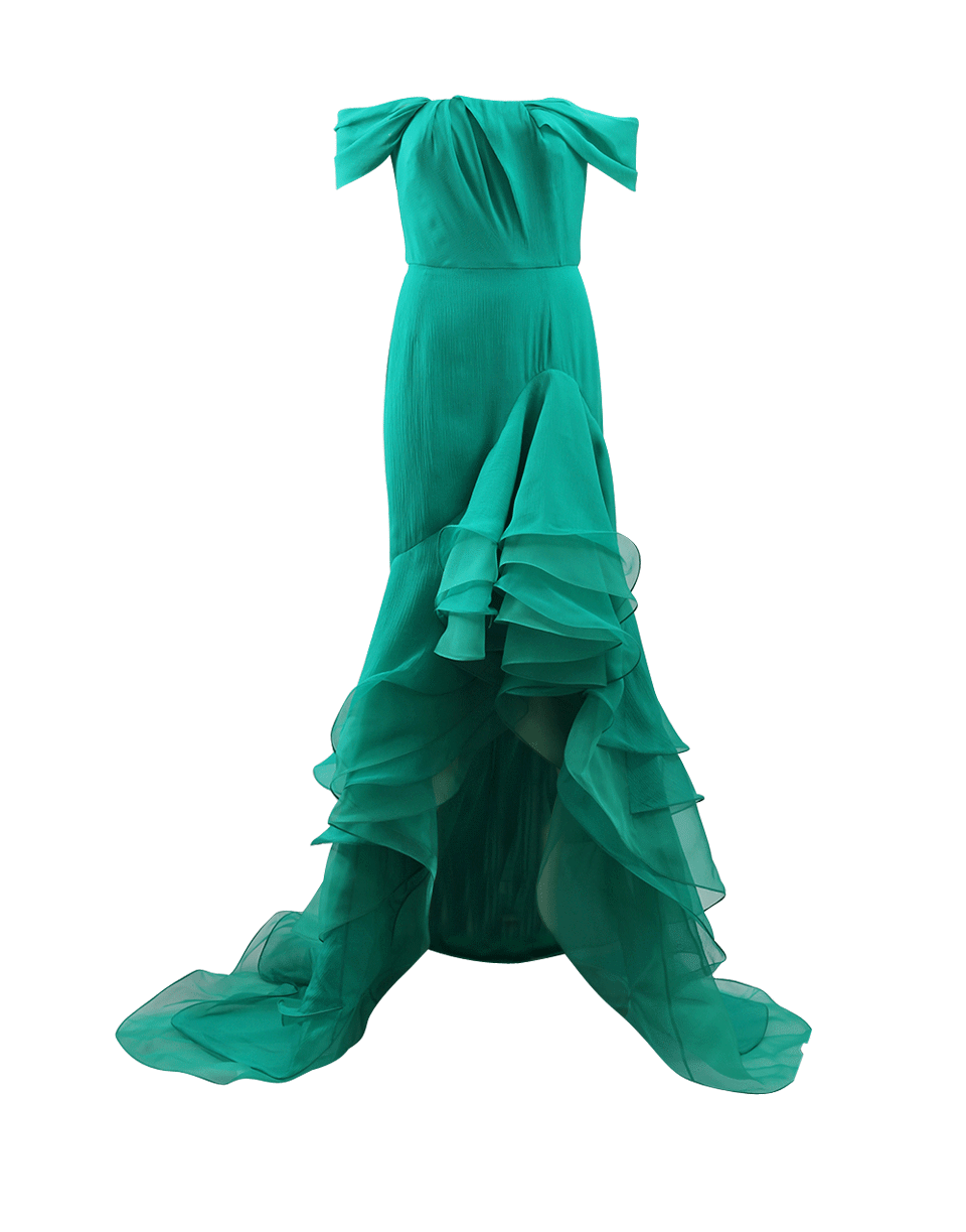 OSCAR DE LA RENTA-Cascade Ruffle Gown-JADE