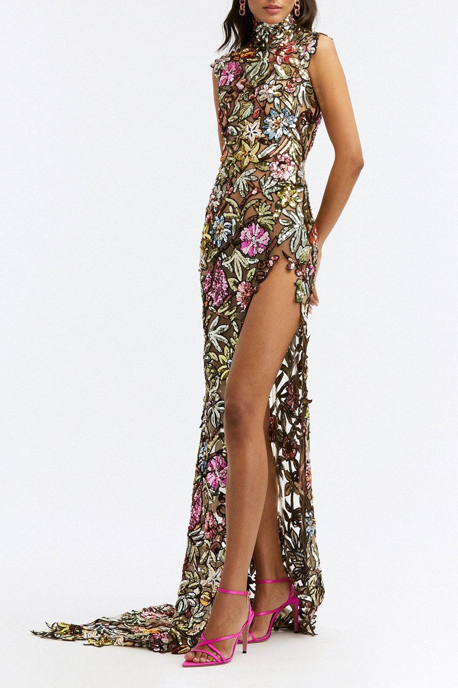 OSCAR DE LA RENTA-Sequin Embroidered Gown-