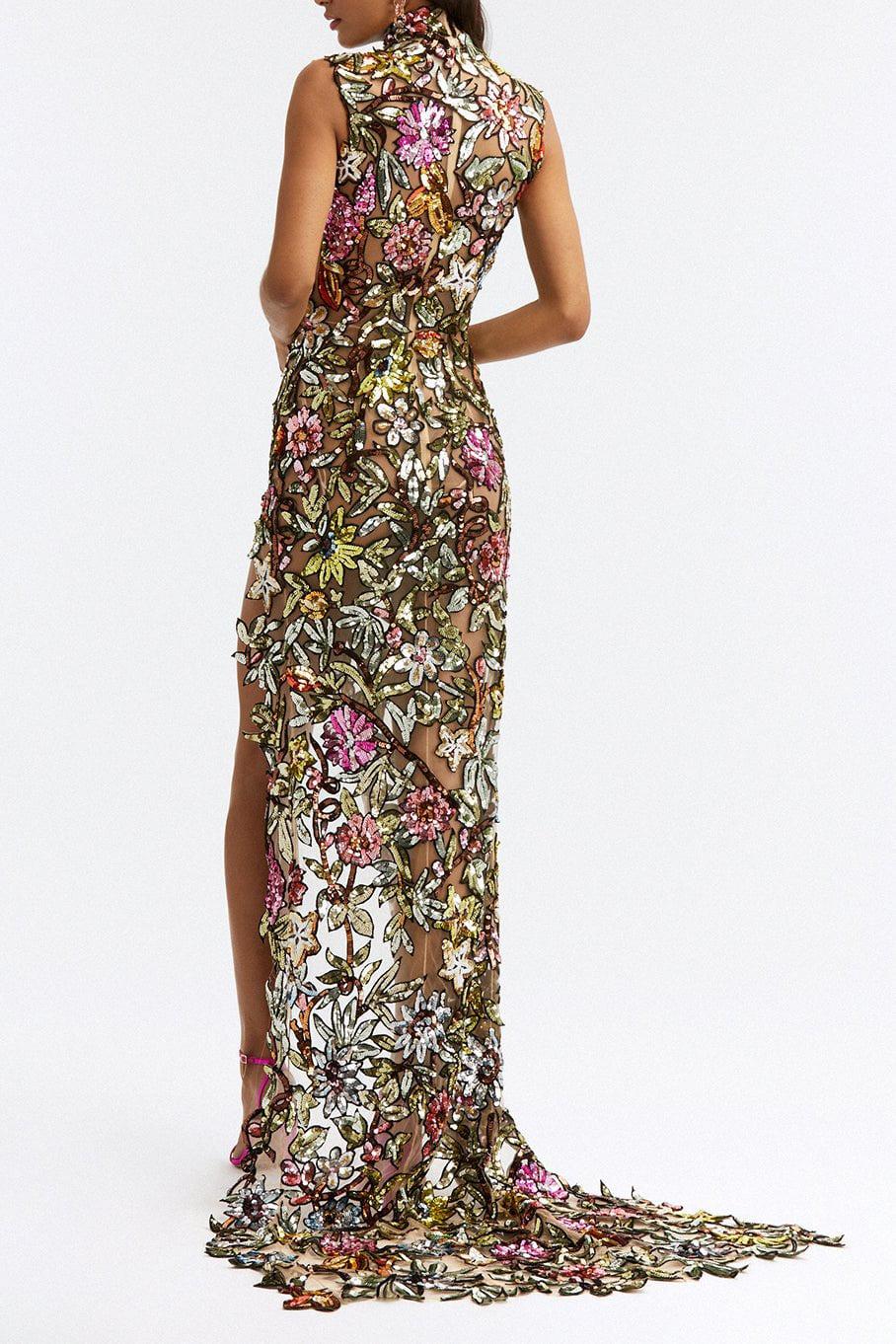 OSCAR DE LA RENTA-Sequin Embroidered Gown-