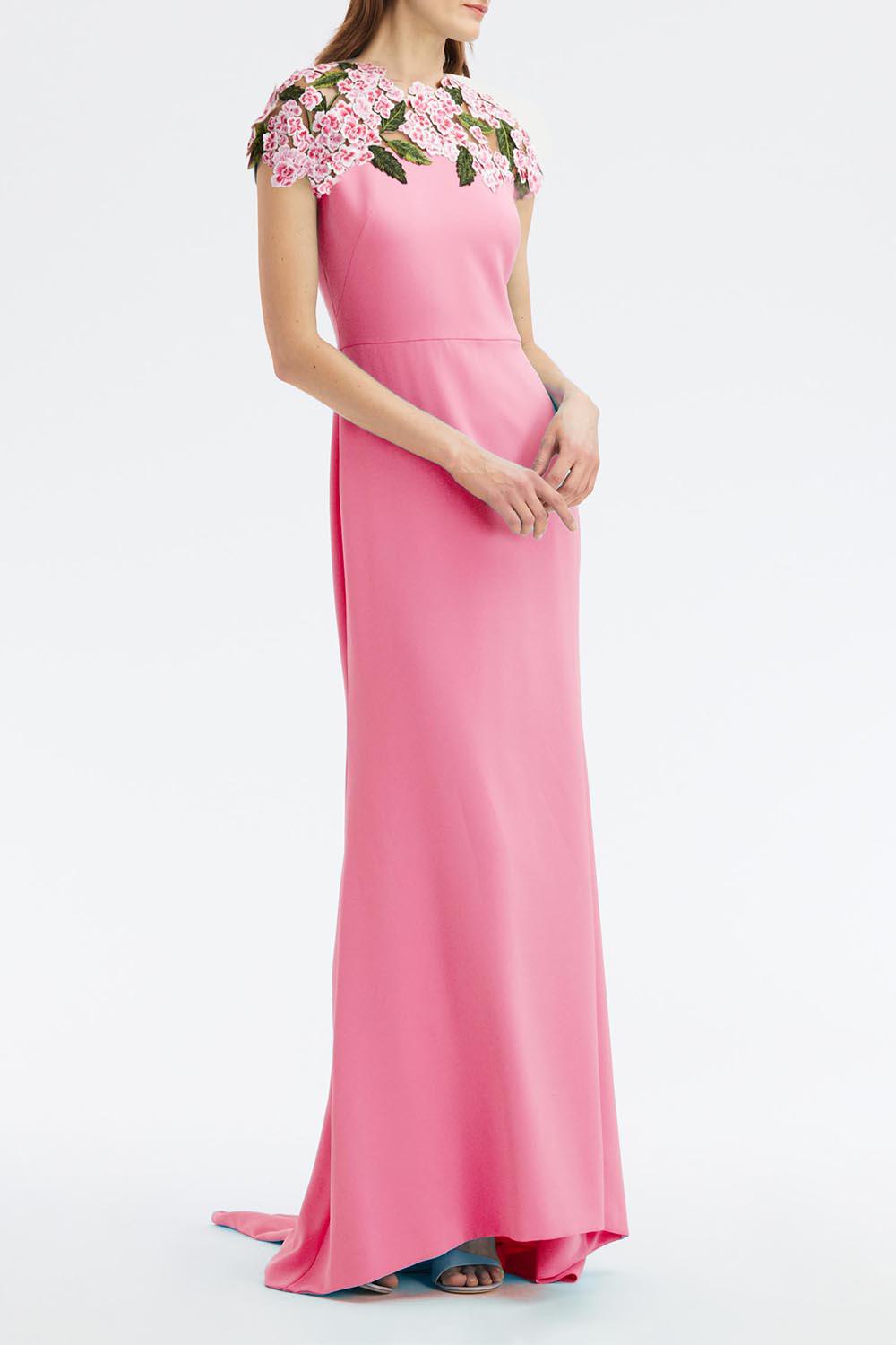 OSCAR DE LA RENTA-Hydrangea Embroidered Gown-