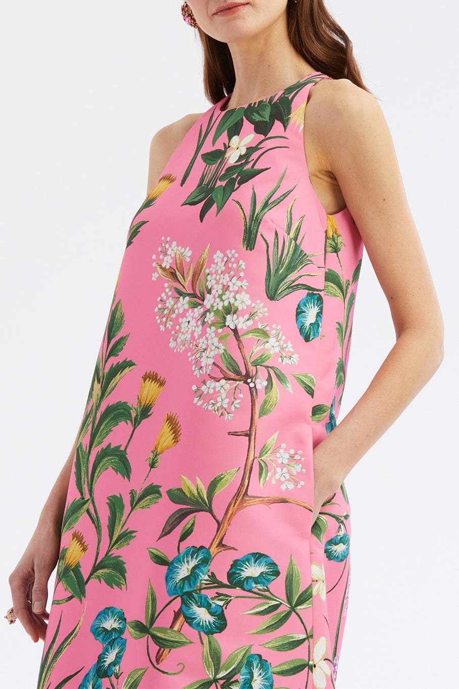 OSCAR DE LA RENTA-Oversized Floral Tap Gown-PINK