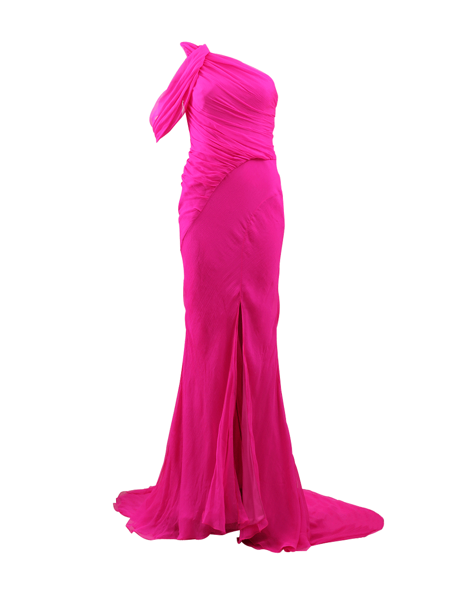 OSCAR DE LA RENTA-Crinkle Chiffon Gown-PINK