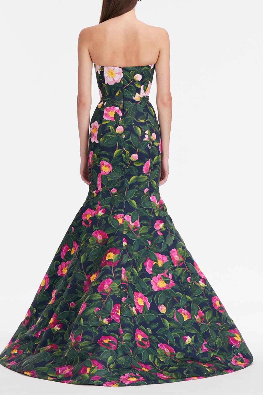 OSCAR DE LA RENTA-Strapless Camellia Mermaid Gown-PINKNVY