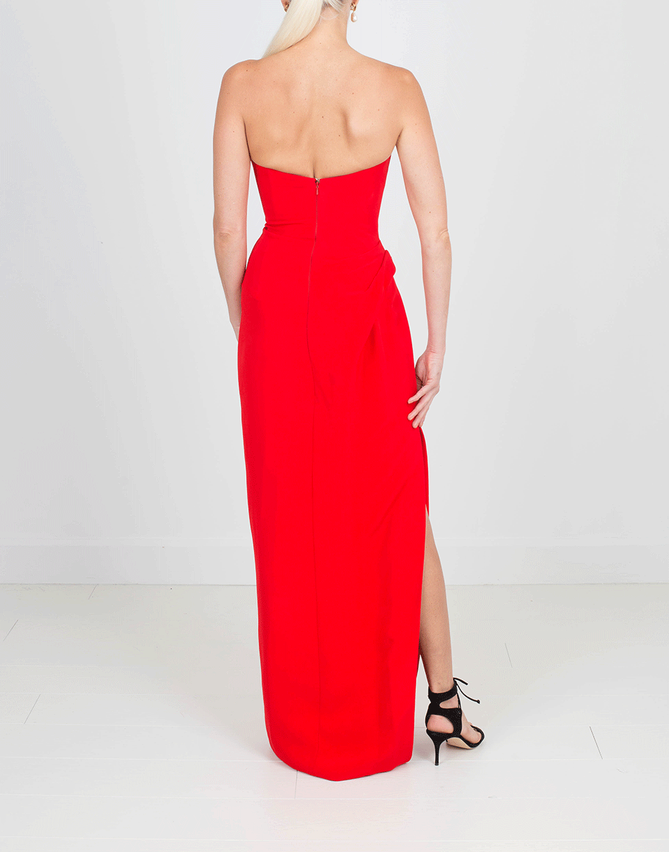 OSCAR DE LA RENTA-Strapless Corset Gown-SCARLET